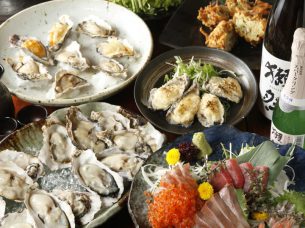 牡蠣と日本酒 四喜
